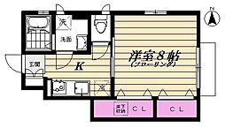 ハイムくつかけ 1階1Kの間取り