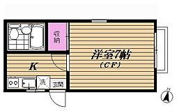 ハイムアサクラ 1Kの間取図画像