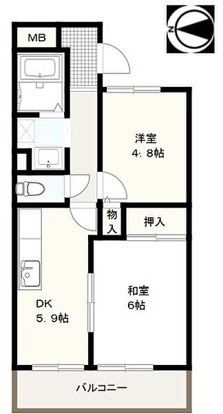 大阪府東大阪市柏田東町(賃貸アパート2DK・3階・41.19㎡)の写真 その2