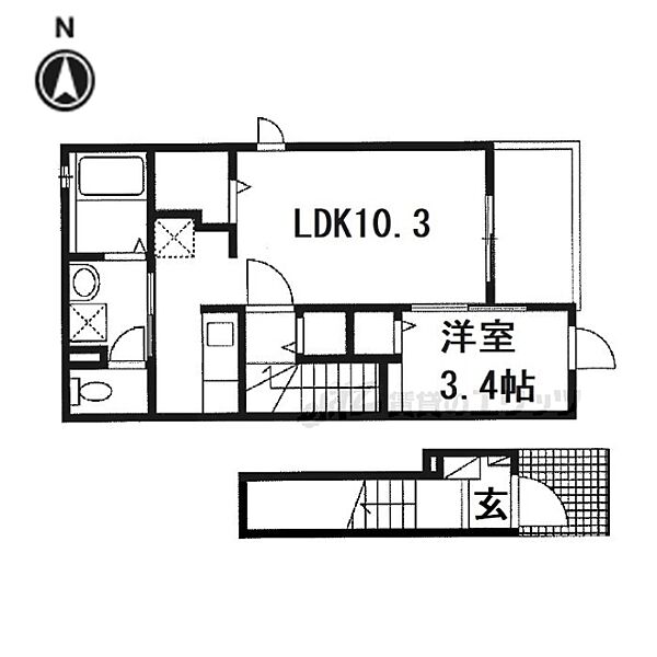 奈良県北葛城郡王寺町本町２丁目(賃貸アパート1LDK・2階・37.63㎡)の写真 その2