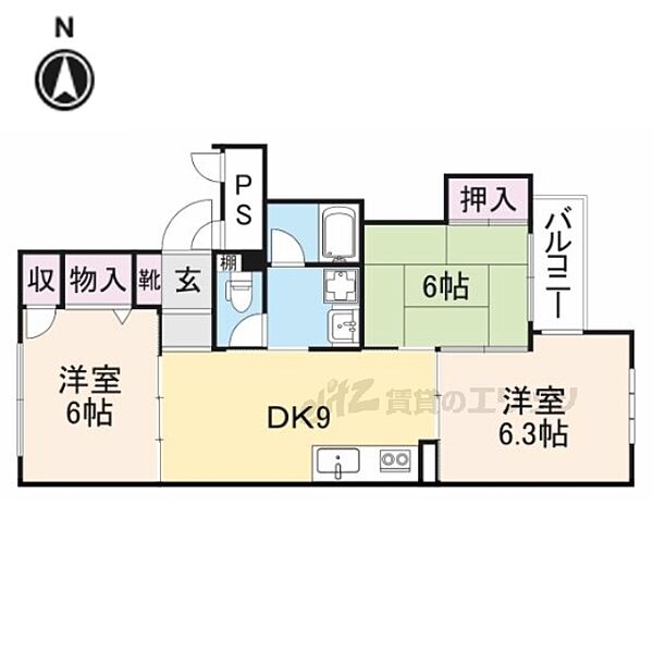 シティホームズ大和郡山 302｜奈良県大和郡山市洞泉寺町(賃貸マンション3DK・3階・50.43㎡)の写真 その2