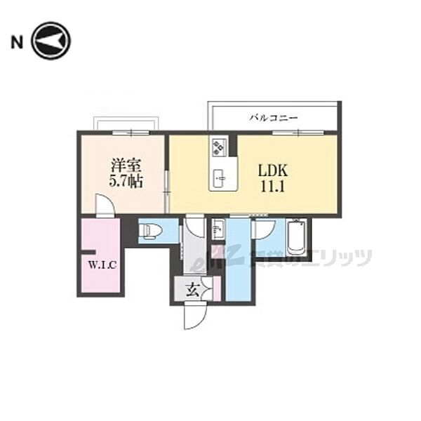 奈良県生駒市中菜畑２丁目(賃貸マンション1LDK・3階・44.97㎡)の写真 その2