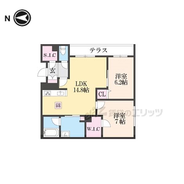 アリスティオ　ルクス 0102｜奈良県奈良市芝辻町(賃貸アパート2LDK・1階・66.09㎡)の写真 その2