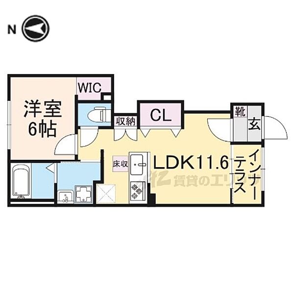 Ｃｈｒｏｍａ　Ｍｅａｄｏｗｓ 101｜大阪府枚方市長尾元町６丁目(賃貸アパート1LDK・1階・44.92㎡)の写真 その2