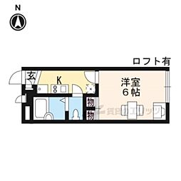 レオパレスナップロイヤル 1Kの間取図画像