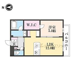 ロイヤルテラス西大寺 1LDKの間取図画像
