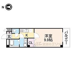 ウエストメゾン大宮 1Kの間取図画像