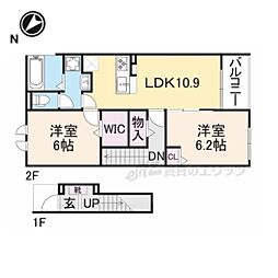 カルム敷島 2LDKの間取図画像