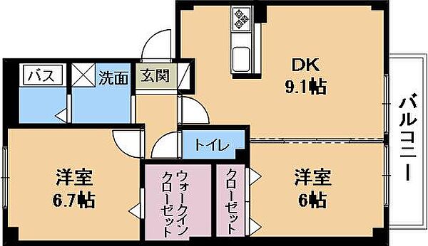 サンスマイル ｜滋賀県草津市青地町(賃貸アパート2LDK・2階・57.18㎡)の写真 その2