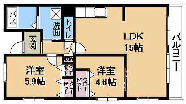 ベルヴィ栗東 ｜滋賀県栗東市手原2丁目(賃貸マンション2LDK・5階・53.00㎡)の写真 その2