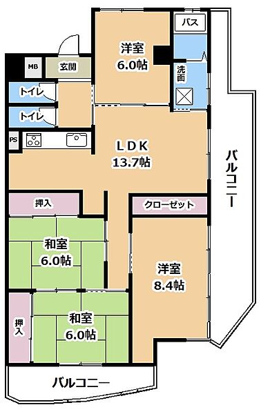 ガイア萱野浦 ｜滋賀県大津市萱野浦(賃貸マンション4LDK・7階・86.25㎡)の写真 その2