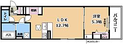 D-ROOM平井A棟 1LDKの間取図画像