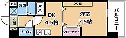 ヴェルジュ南草津2 1DKの間取図画像