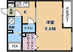 シャトー岩田 1Kの間取図画像