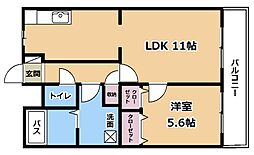 ベルヴィ栗東 1LDKの間取図画像