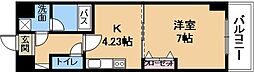 エンゼルプラザイースト2 1Kの間取図画像
