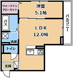 (VENT CLAIR) ヴァン クレール 1LDKの間取図画像