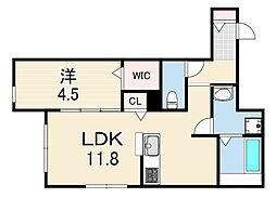 オリビア苦楽園 1LDKの間取図画像