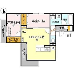 グラン アルベロ 2LDKの間取図画像