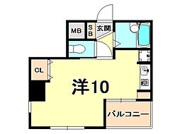 レザムルーズ西宮 ワンルームの間取図画像