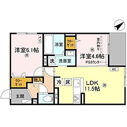 シーグレース浜甲子園 2LDKの間取図画像
