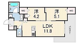 La vita西宮北口 2LDKの間取図画像