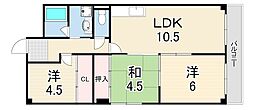 ロワール甲子園 3LDKの間取図画像
