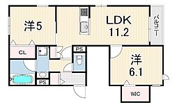 へーベルメゾンさくら夙川 2LDKの間取図画像
