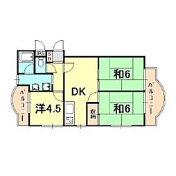 シャルム三田 3DKの間取図画像