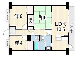 エバーグレイス西宮2 3LDKの間取図画像