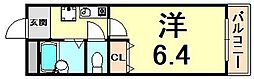 西宮スカイハイツ 1Kの間取図画像