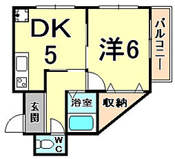 ビオトープ宝津 1DKの間取図画像