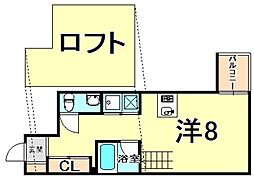 C4Koshieneast ワンルームの間取図画像