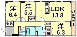 エフティー西宮北口A 3LDKの間取図画像