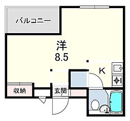 レジデンシア甲子園口 ワンルームの間取図画像
