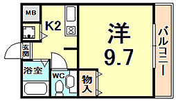 ラ・セーヌ西宮 1Kの間取図画像