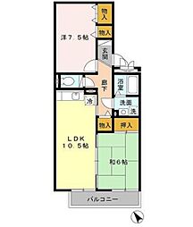 ルミエール甲東園2 2LDKの間取図画像