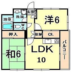 サクシード甲子園 2LDKの間取図画像