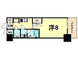 ブランシエスタ西宮 1Kの間取図画像