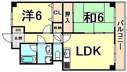 マジスト西宮 2LDKの間取図画像