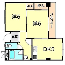 岡崎第一マンション 2DKの間取図画像