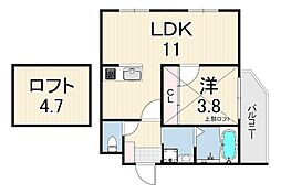 Mica Eleno 苦楽園 1LDKの間取図画像