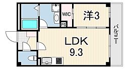 ルクス西宮北口 1LDKの間取図画像