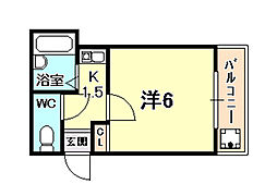 プチハウス仁川 1Kの間取図画像