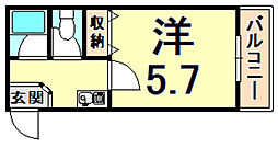 プチハウス仁川 1Kの間取図画像