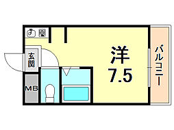CRASIS苦楽園プラザ ワンルームの間取図画像