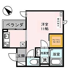 フェリオ鳴尾 1Kの間取図画像