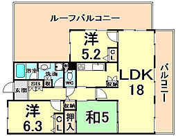 甲子園三番町ハイツ 3LDKの間取図画像