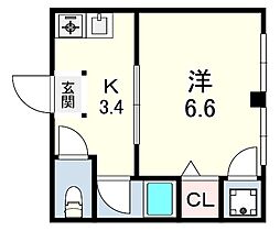 ARK武庫川 1Kの間取図画像