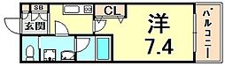 フルール西宮北口 1Kの間取図画像